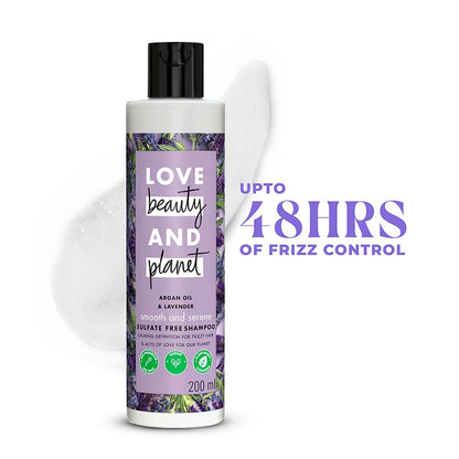 Love Beauty And Planet Argan Oil and Lavender Sulfate Free Smooth and Serene Shampoo - front view