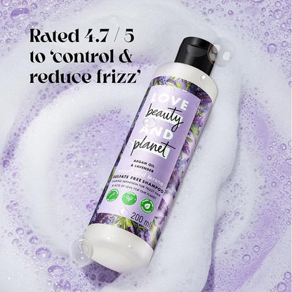 Love Beauty And Planet Argan Oil and Lavender Sulfate Free Smooth and Serene Shampoo - close-up detail