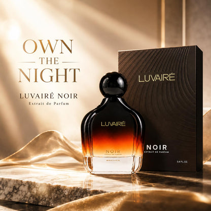 Luvairé NOIR Extrait De Parfum 100ml (3.4 Fl Oz) for Men - Intense Fragrance Spray - ingredients panel