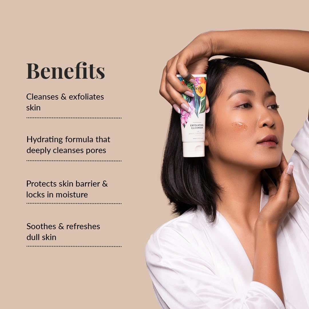 LuxaDerme Korean Exfoliating Face Cleanser for Dry to Normal Skin, 100ml, Sulphate-Free Non-Comedogenic Vegan Formula - back