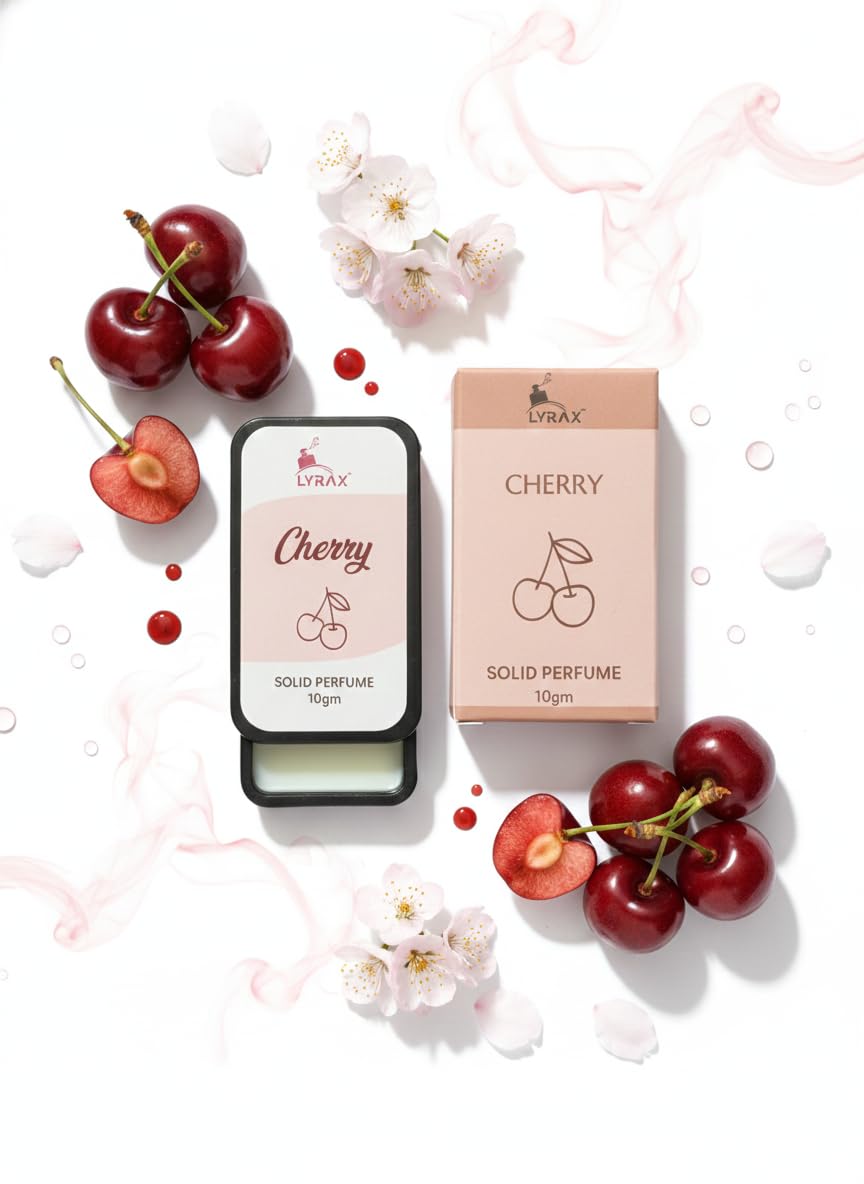 LYRAX Cherry Solid Perfume - 10g Alcohol-Free Unisex Pocket Perfume, Sweet Fruity Fragrance for Men & Women