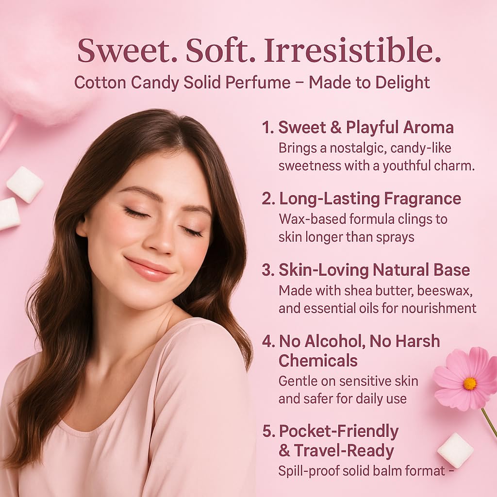LYRAX Cotton Candy Solid Perfume for Women, 10g, Alcohol-Free, Travel-Friendly Fragrance - back view