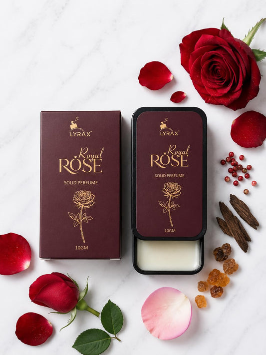 LYRAX Royal Rose Solid Perfume 10g - Unisex Alcohol-Free Floral & Musky Fragrance Balm