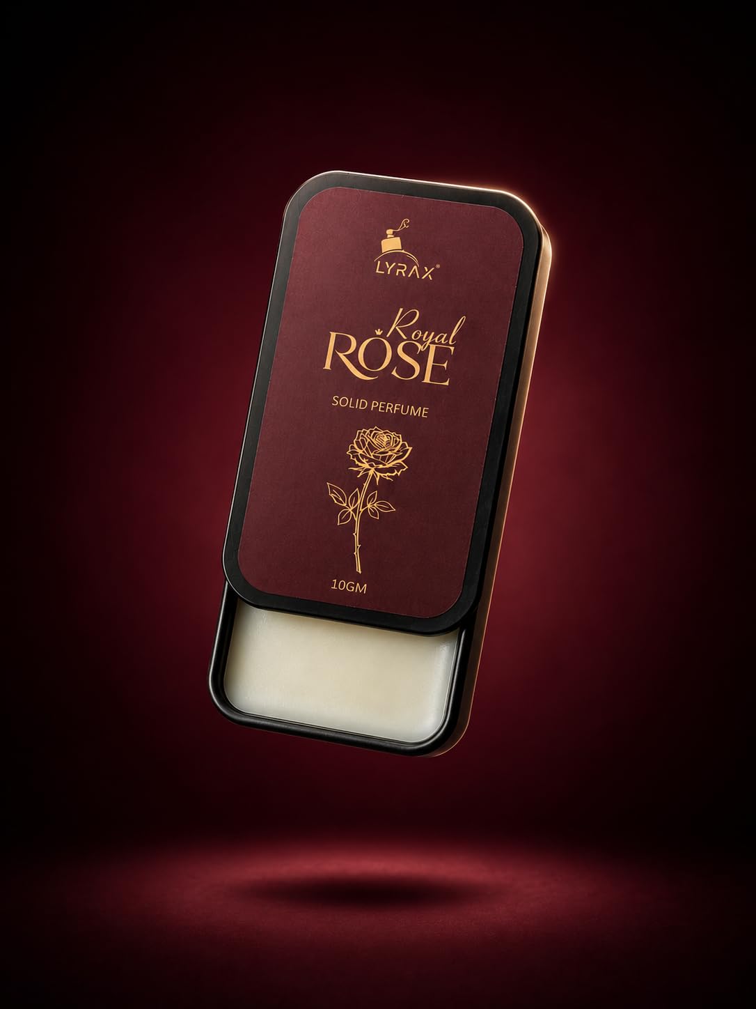 LYRAX Royal Rose Solid Perfume 10g - Unisex Alcohol-Free Floral & Musky Fragrance Balm - back view