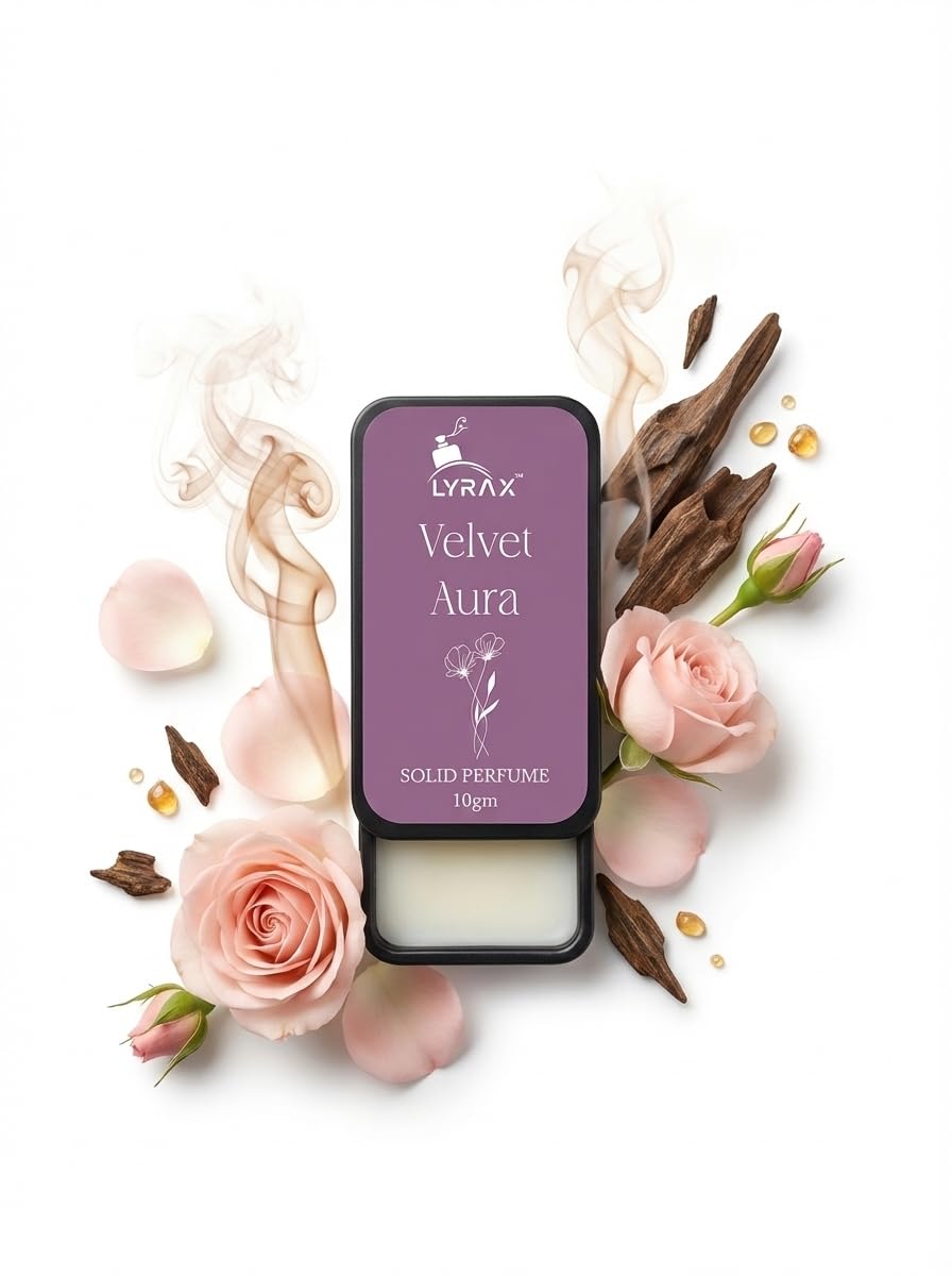 LYRAX Solid Perfume Collection Set of 6 - Unisex Oud, Vanilla, Citrus, Aqua, Musk & Velvet Notes - Travel Friendly Solid Perf