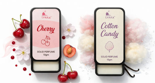 LYRAX Solid Perfume Combo, Cherry & Cotton Candy, 2x10g, Travel-Friendly Personal Fragrance for Men & Women