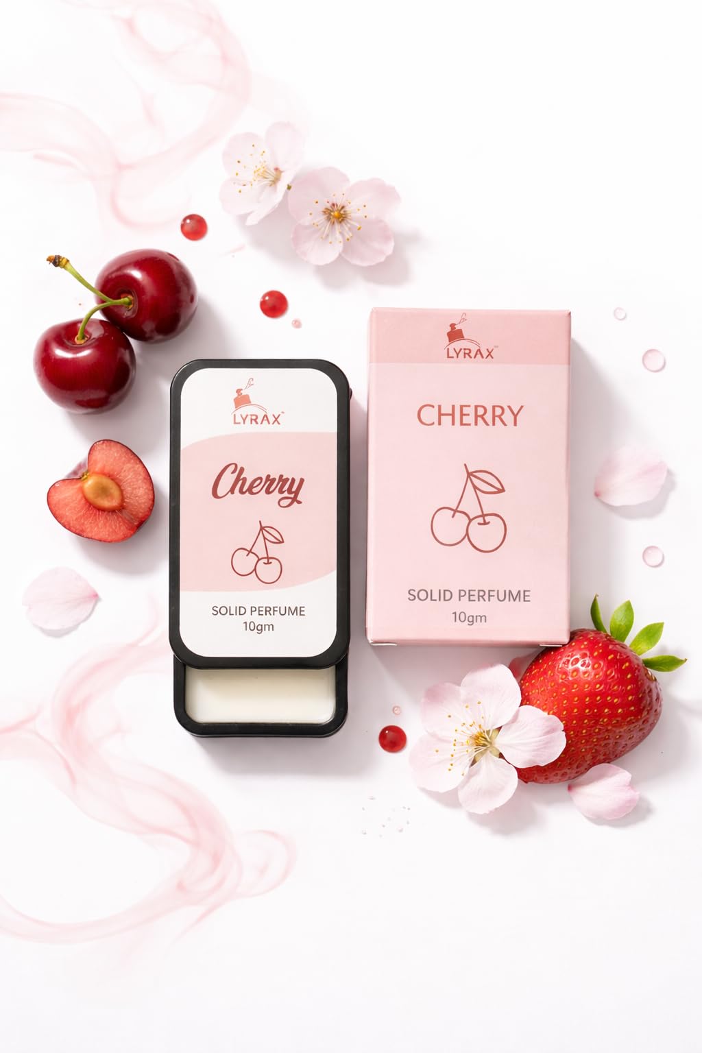 LYRAX Solid Perfume Combo, Cherry & Cotton Candy, 2x10g, Travel-Friendly Personal Fragrance for Men & Women - front view