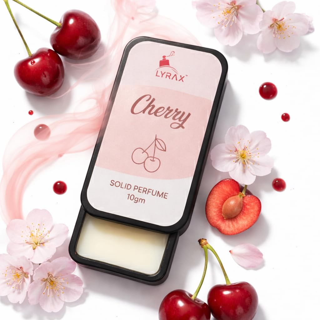 LYRAX Solid Perfume Combo, Cherry & Cotton Candy, 2x10g, Travel-Friendly Personal Fragrance for Men & Women - packaging