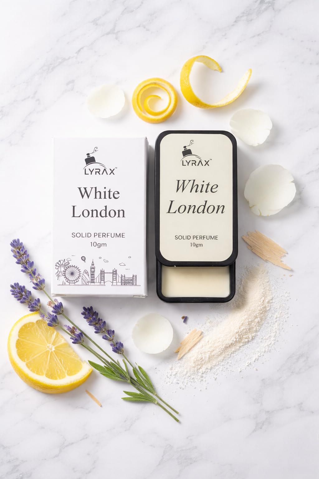 LYRAX Solid Perfume Combo for Men and Women - White London and Indee Vama - 10g Each, Pack of 2 - Unisex Travel Fragrance Bal