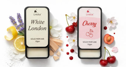 LYRAX Solid Perfume Combo for Men & Women, Unisex Solid Perfume Balm, White London & Cherry, 10g Each, Pack of 2