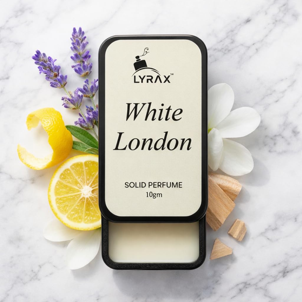 LYRAX Solid Perfume Combo - White London & Strawberry, 10g Each, Pack of 2, Unisex Travel-Friendly Fragrance Balm - packaging