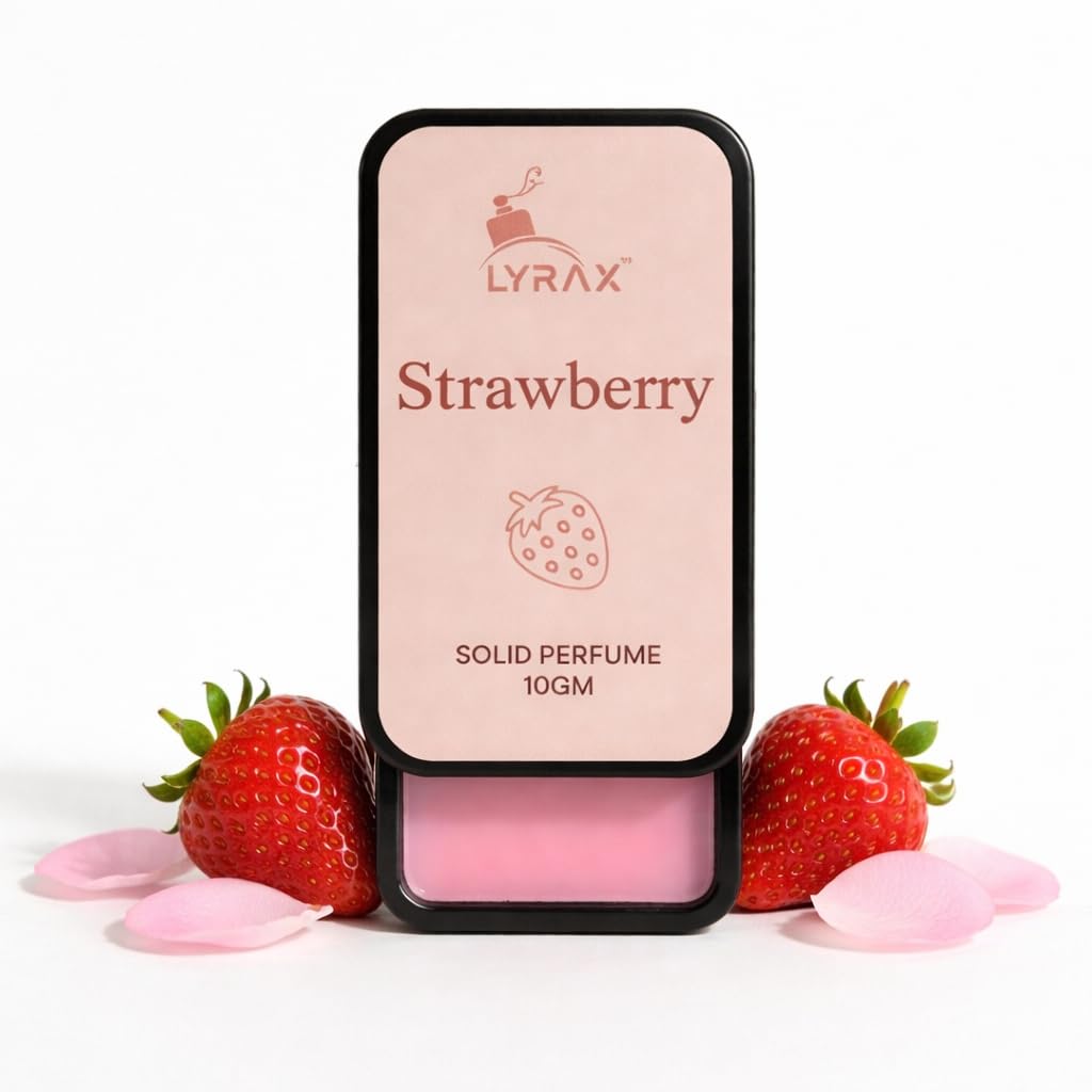 LYRAX Solid Perfume Combo - White London & Strawberry, 10g Each, Pack of 2, Unisex Travel-Friendly Fragrance Balm - label det