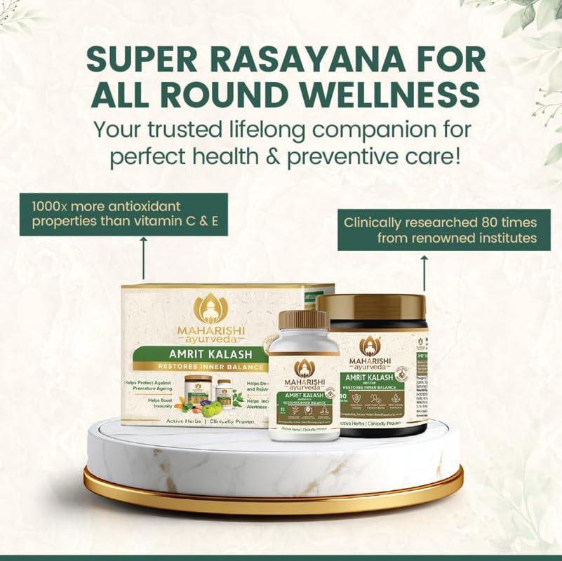 Maharishi Ayurveda Amrit Kalash Chyawanprash Herbal Supplement for Adults, Tablets and Paste Forms - back view (21)