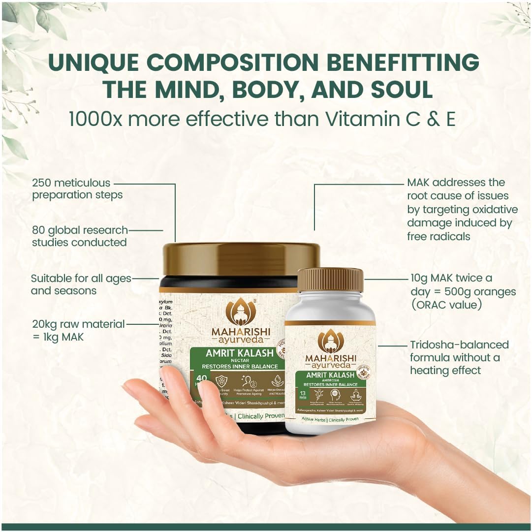 Maharishi Ayurveda Amrit Kalash Chyawanprash Herbal Supplement for Adults, Tablets and Paste Forms - packaging