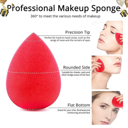 Makeup Sponge Beauty Blender for Foundation and Concealer - Soft Latex-Free Teardrop Reusable Face Blending Sponge for Liquid