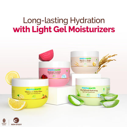 Mamaearth Aloe Refresh Hydrating Light Gel Moisturizer with Aloe Vera & Hyaluronic Acid, 200g, Oil-Free, Non-Sticky - in use 