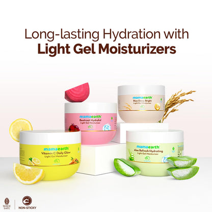 Mamaearth Aloe Refresh Hydrating Light Gel Moisturizer with Aloe Vera & Hyaluronic Acid, 200g, Oil-Free, Non-Sticky - in use 