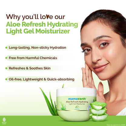 Mamaearth Aloe Refresh Hydrating Light Gel Moisturizer with Aloe Vera & Hyaluronic Acid, 200g, Oil-Free, Non-Sticky - back vi