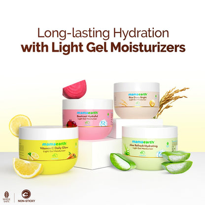 Mamaearth Aloe Refresh Hydrating Light Gel Moisturizer with Aloe Vera & Hyaluronic Acid, 200g, Oil-Free, Non-Sticky - in use 