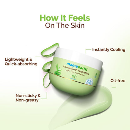 Mamaearth Aloe Refresh Hydrating Light Gel Moisturizer with Aloe Vera & Hyaluronic Acid, 200g, Oil-Free, Non-Sticky - ingredi