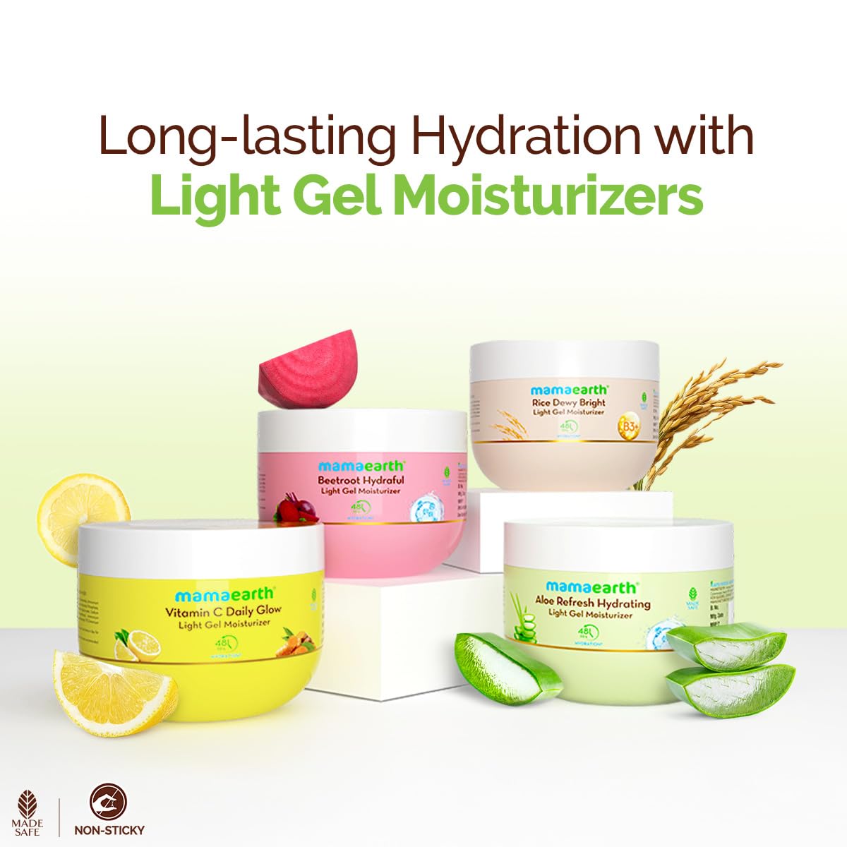 Mamaearth Aloe Refresh Hydrating Light Gel Moisturizer with Aloe Vera & Hyaluronic Acid, 200g, Oil-Free, Non-Sticky - in use