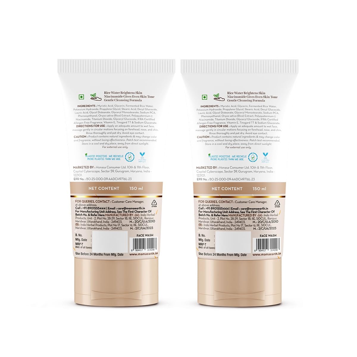 Mamaearth Rice Dewy Bright Face Wash with Rice Water & Niacinamide, Face Cleanser for All Skin Types, Unisex Adult - in use (
