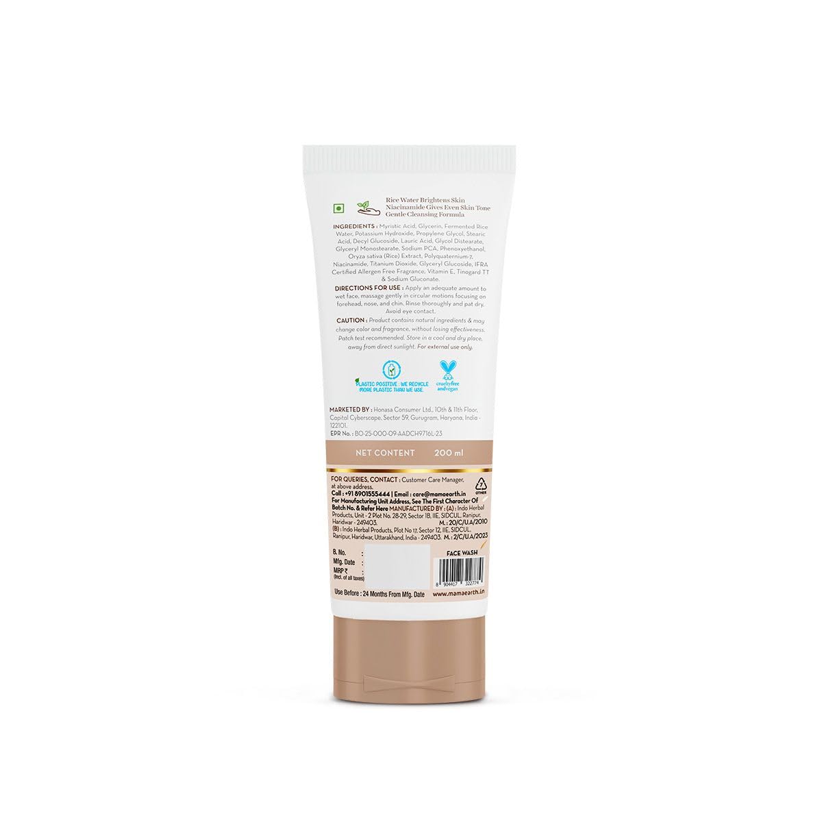 Mamaearth Rice Dewy Bright Face Wash with Rice Water & Niacinamide, Face Cleanser for All Skin Types, Unisex Adult - close-up