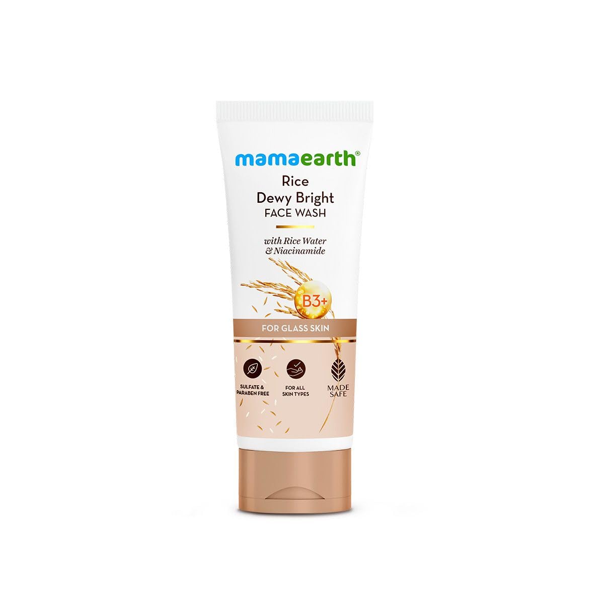 Mamaearth Rice Dewy Bright Face Wash with Rice Water & Niacinamide, Face Cleanser for All Skin Types, Unisex Adult - in use (
