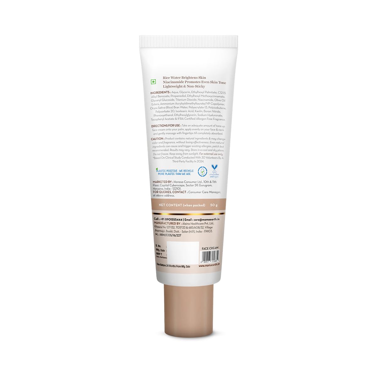Mamaearth Rice Water Face Cream with Niacinamide, 50g, Face Moisturizer - size and scale