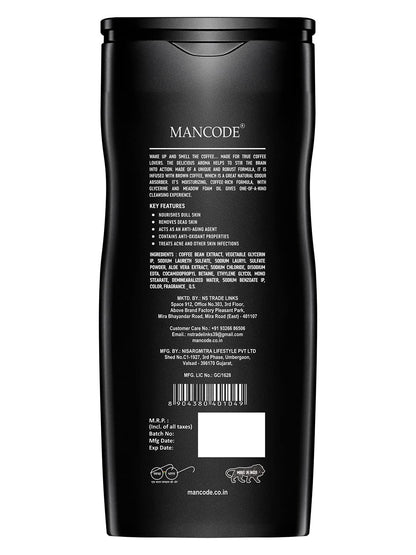 MAN CODE Coffee Body Wash for Men, 450ml with Coffee Extract and Natural Oils, Sulfate-Free, Pack of 1 - size and scale
