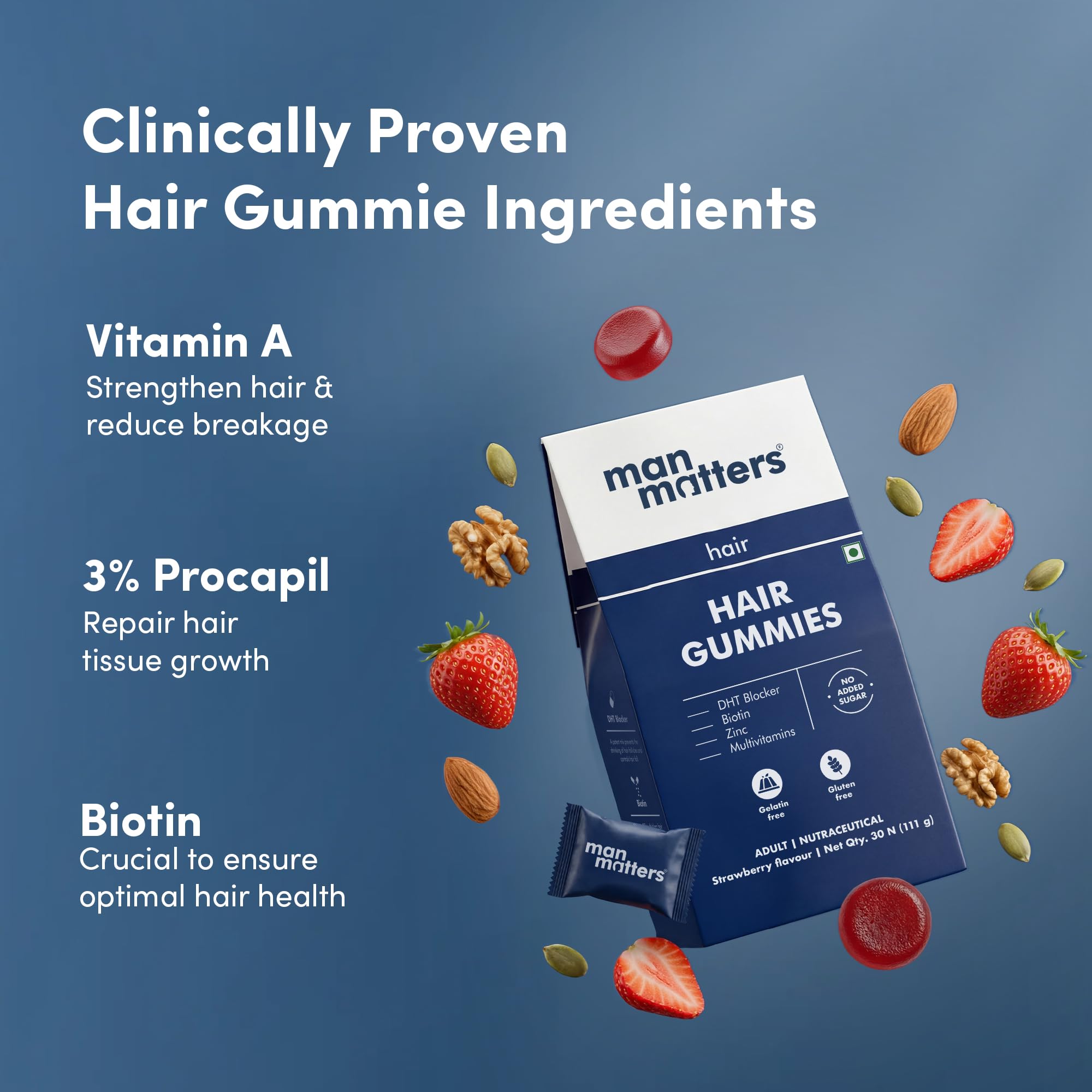 Man Matters Hair Care Kit: Biotin Gummies 30 Count & Advanced Serum 30ml - packaging