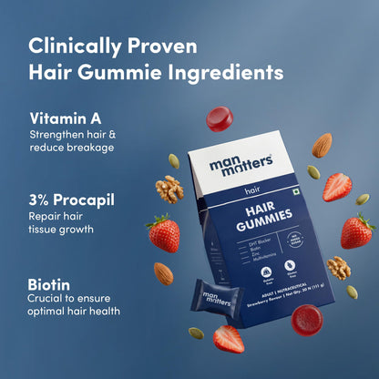 Man Matters Hair Care Kit: Biotin Gummies 30 Count & Advanced Serum 30ml - packaging
