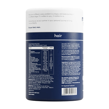 Man Matters Stage 1 Biotin Vitamin Supplement Kit, Strawberry Gummies & 25ml Serum Roll-On, Adult - in use (17)