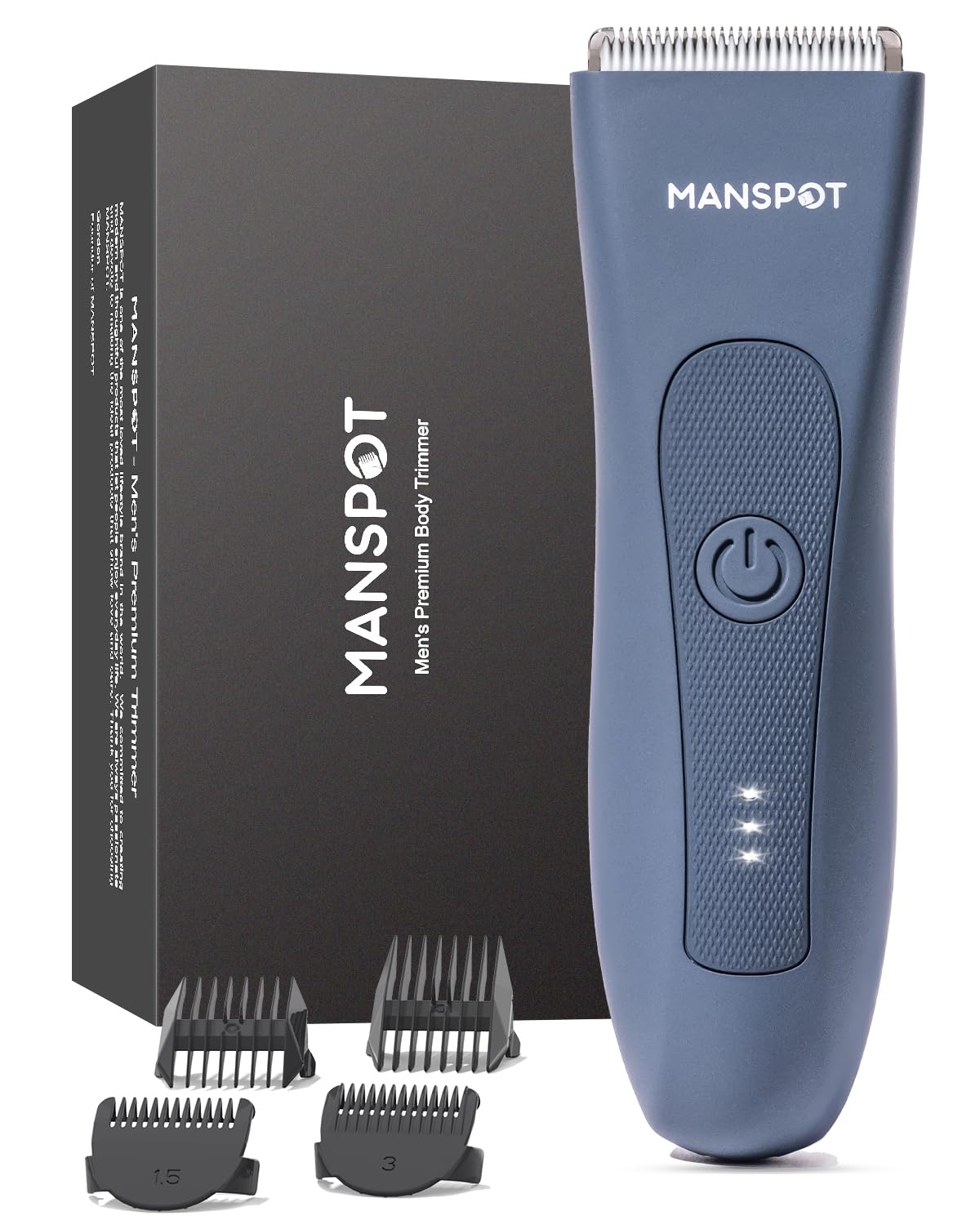 MANSPOT Body Hair Trimmer for Men with Ceramic Blade, IPX7 Waterproof, Rechargeable with 4 Guide Lengths (10)