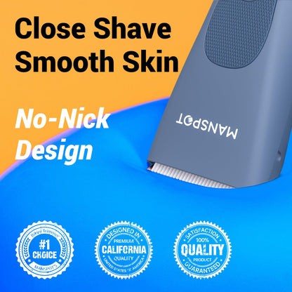 MANSPOT Body Hair Trimmer for Men with Ceramic Blade, IPX7 Waterproof, Rechargeable with 4 Guide Lengths - front view (11)