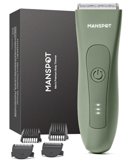 MANSPOT Body Hair Trimmer for Men with Ceramic Blade, IPX7 Waterproof, Rechargeable with 4 Guide Lengths (19)