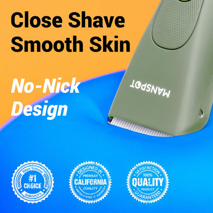 MANSPOT Body Hair Trimmer for Men with Ceramic Blade, IPX7 Waterproof, Rechargeable with 4 Guide Lengths - front view (20)