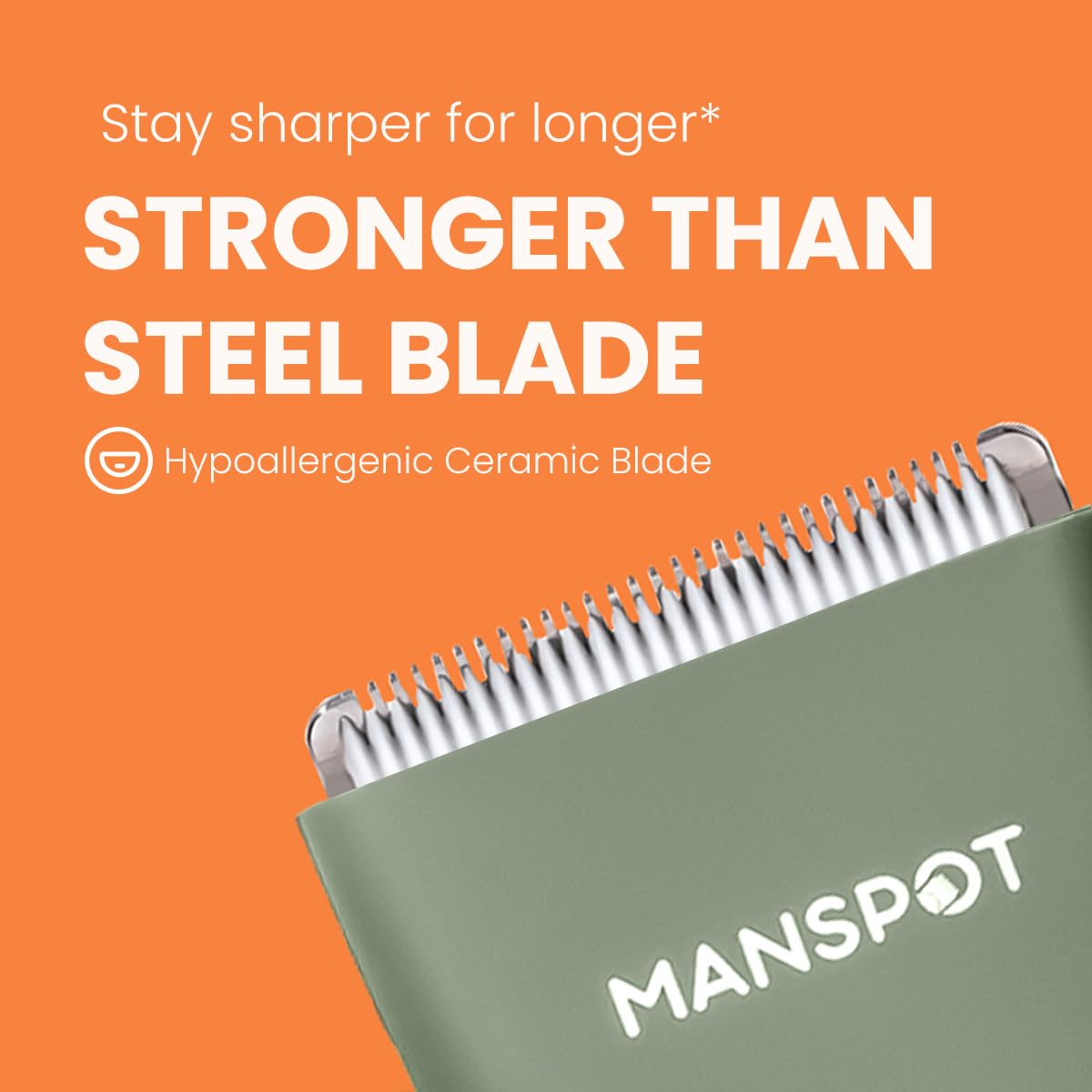 MANSPOT Body Hair Trimmer for Men with Ceramic Blade, IPX7 Waterproof, Rechargeable with 4 Guide Lengths - label detail (22)