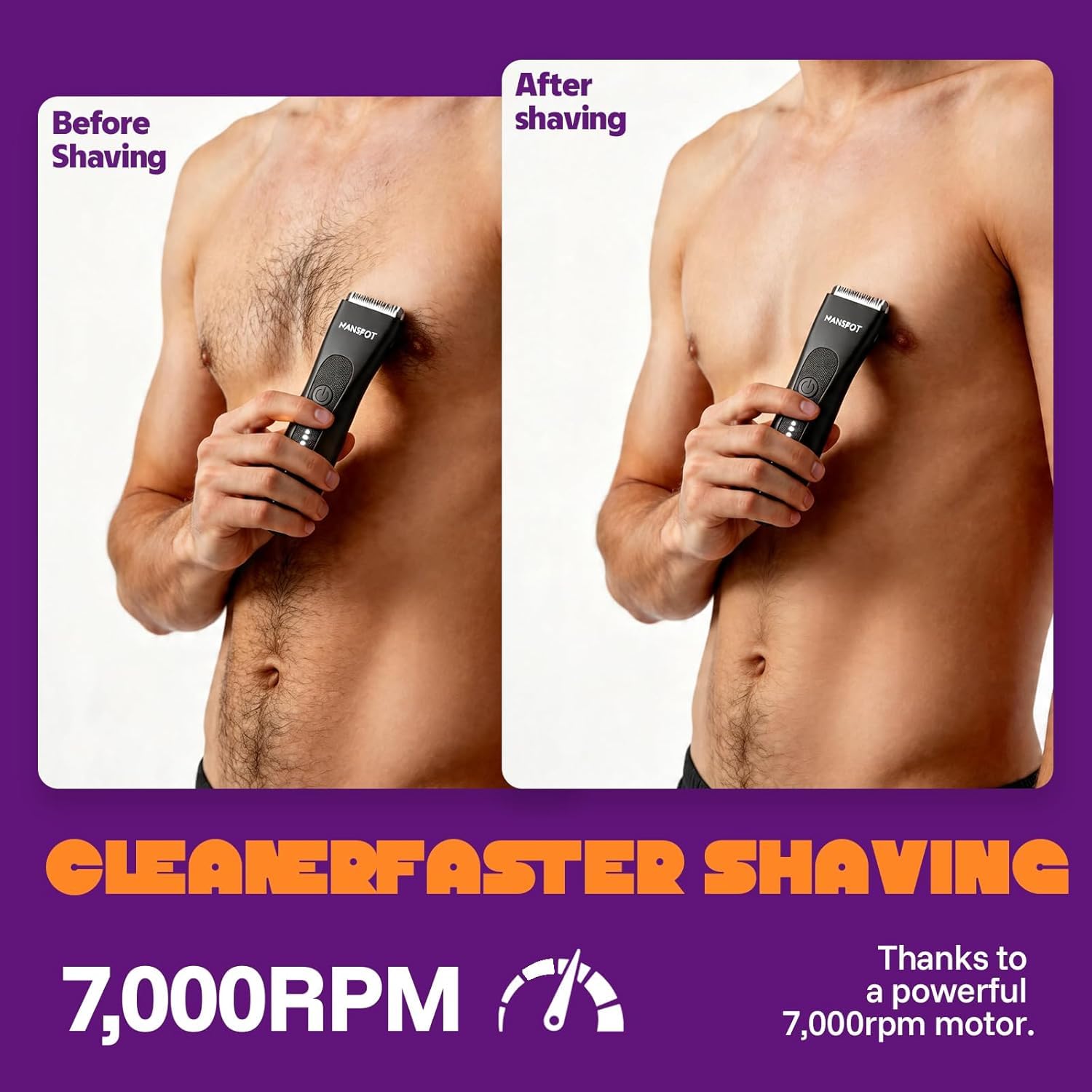 MANSPOT Body Hair Trimmer for Men with Ceramic Blade, IPX7 Waterproof, Rechargeable with 4 Guide Lengths - ingredients panel
