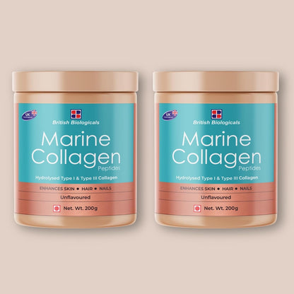 Marine Collagen Peptides Powder Type I & III, 400g, Unflavoured, Pack of 2