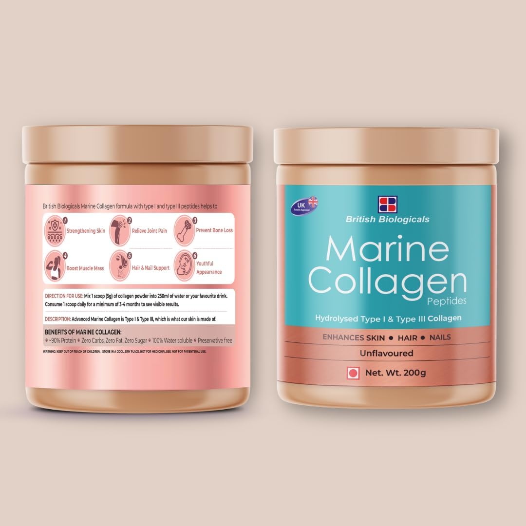 Marine Collagen Peptides Powder Type I & III, 400g, Unflavoured, Pack of 2 - back view