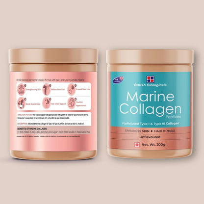 Marine Collagen Peptides Powder Type I & III, 400g, Unflavoured, Pack of 2 - back view