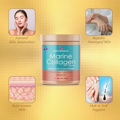Marine Collagen Peptides Powder Type I & III, 400g, Unflavoured, Pack of 2 - packaging