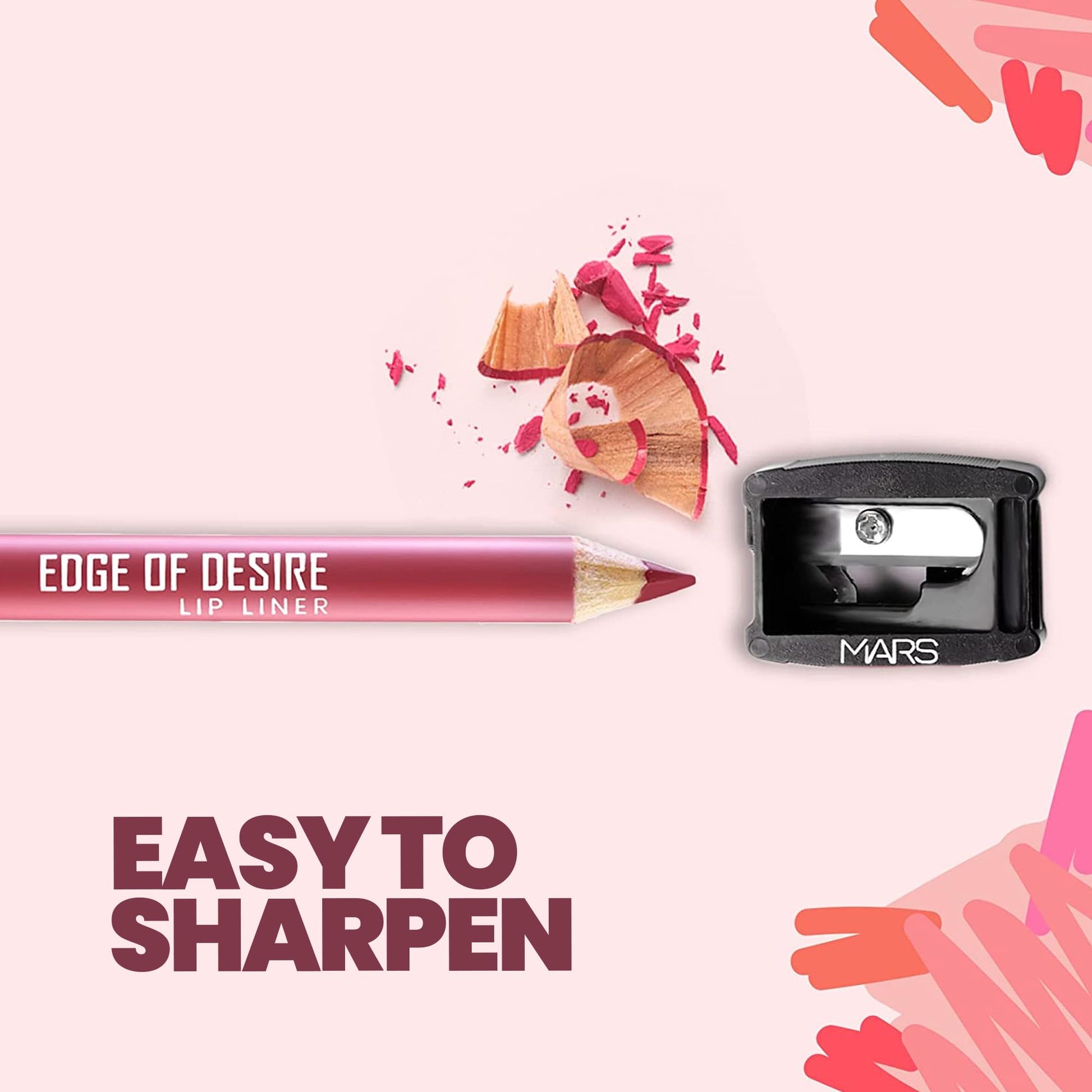 MARS Edge of Desire Lip Liner, 1.4g, Matte Finish, Highly Pigmented Lip Pencil - back view