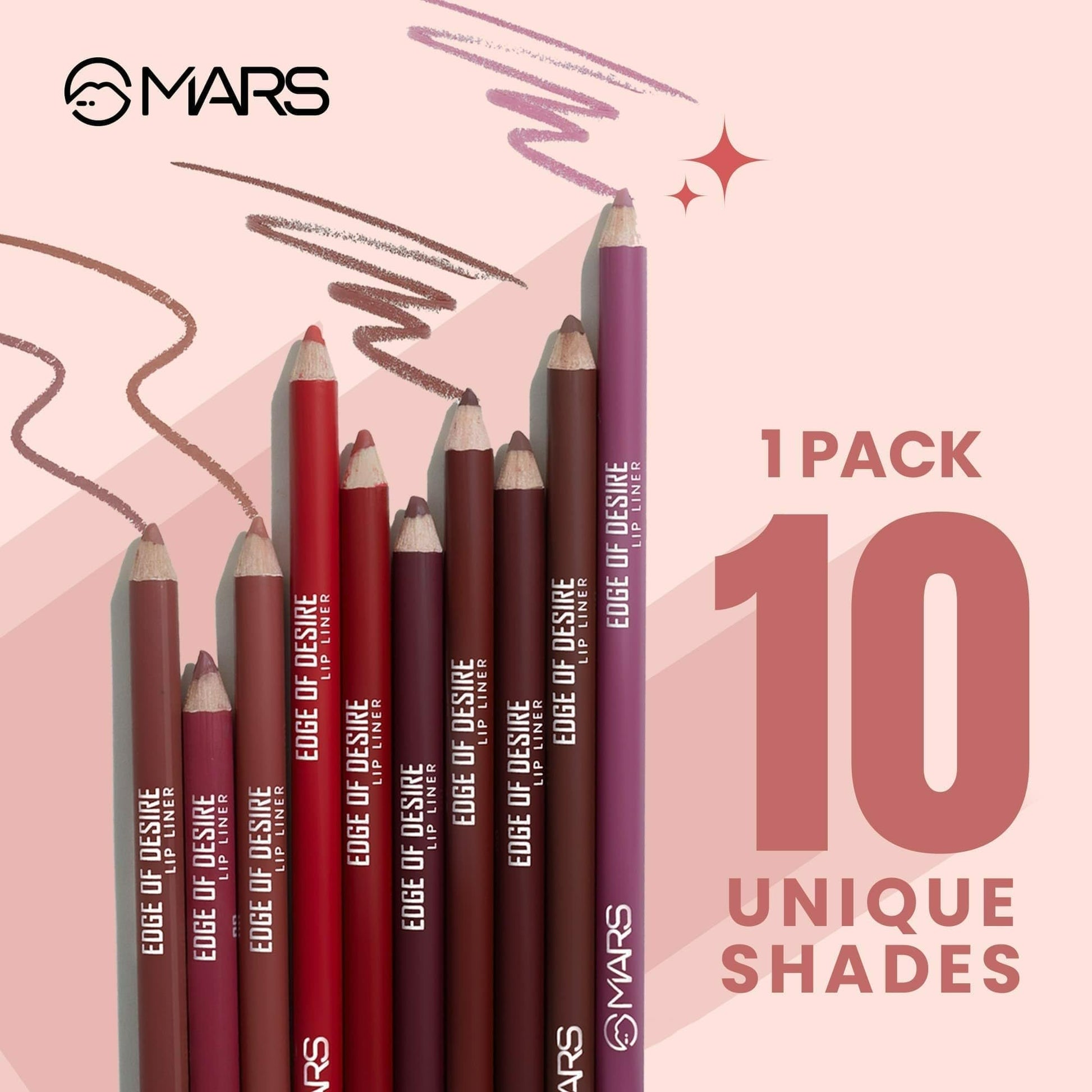 MARS Edge of Desire Lip Liner, 1.4g, Matte Finish, Highly Pigmented Lip Pencil - close-up detail (30)