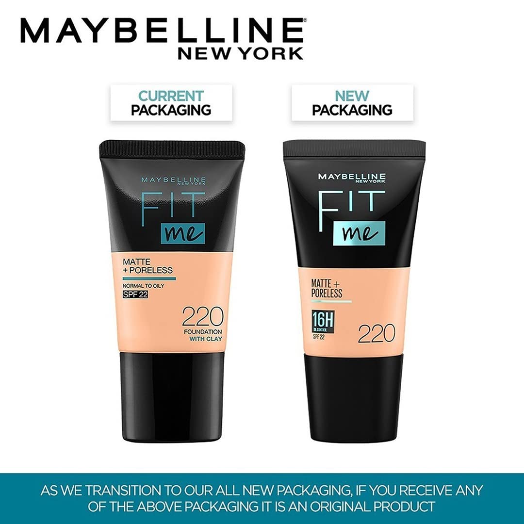 Maybelline Fit Me Matte & Poreless Liquid Foundation, Full Coverage, Normal to Oily Skin, 18ml - front view (14)