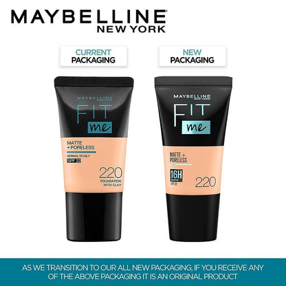 Maybelline Fit Me Matte & Poreless Liquid Foundation, Full Coverage, Normal to Oily Skin, 18ml - front view (14)