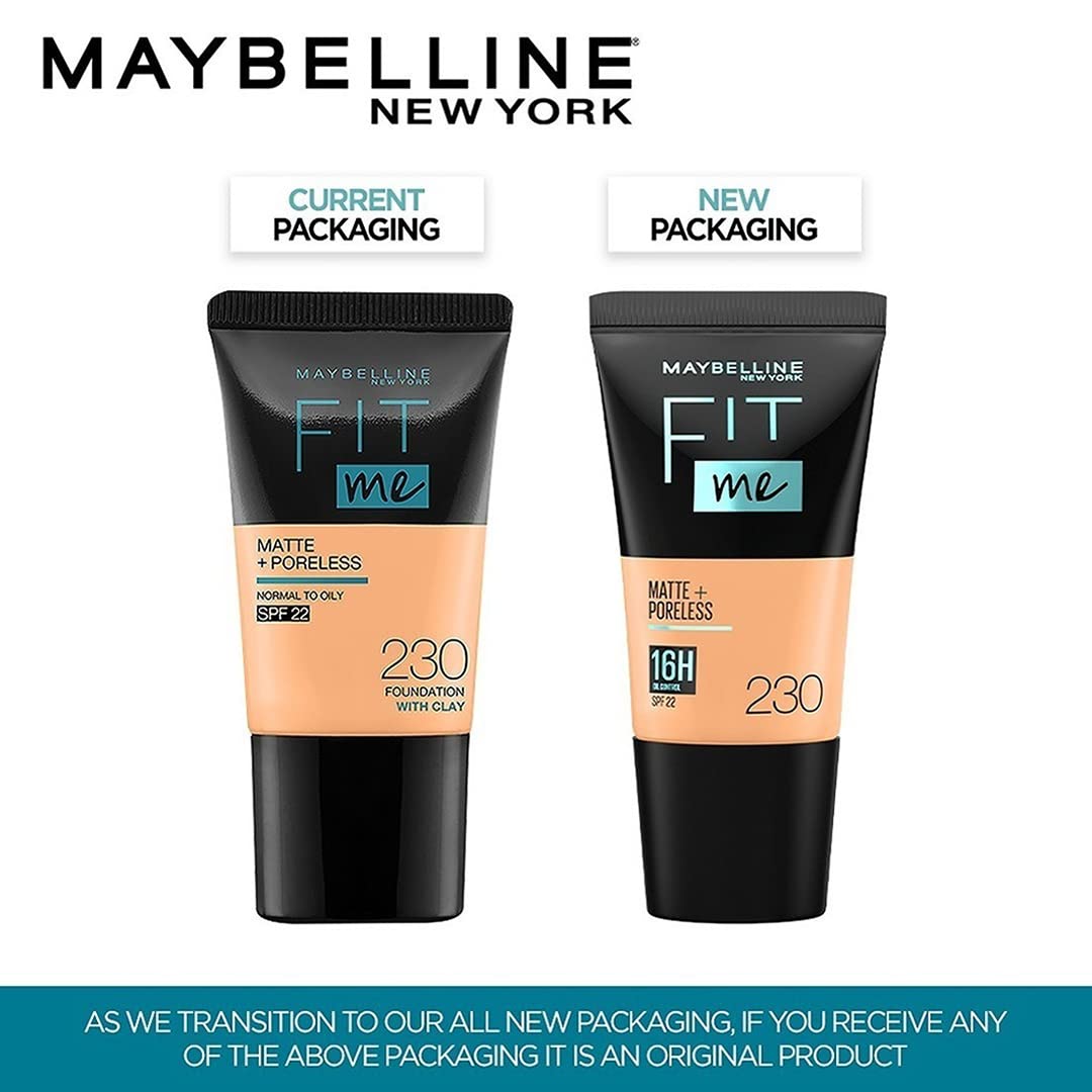 Maybelline Fit Me Matte & Poreless Liquid Foundation, Full Coverage, Normal to Oily Skin, 18ml - front view (17)