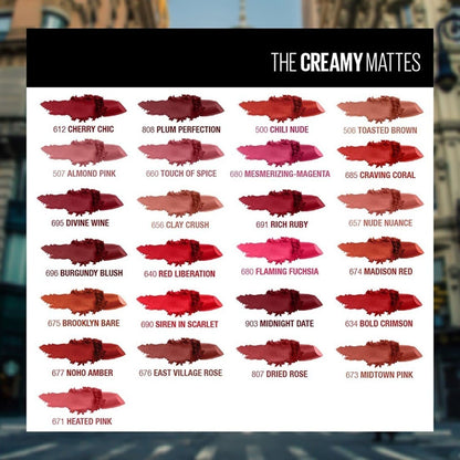 Maybelline New York Color Sensational Creamy Matte Lipstick with Shea Butter - label detail