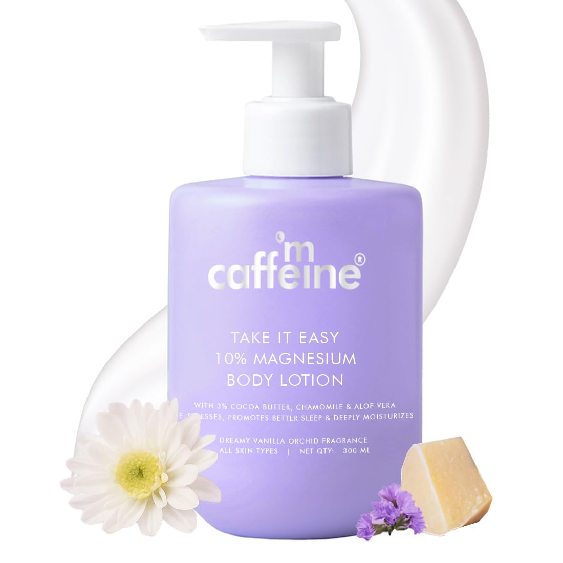mCaffeine 10% Magnesium Body Lotion, 300ml, Vanilla Orchid Fragrance, 3% Cocoa Butter, 5 Ceramides, Non-Greasy, Unisex